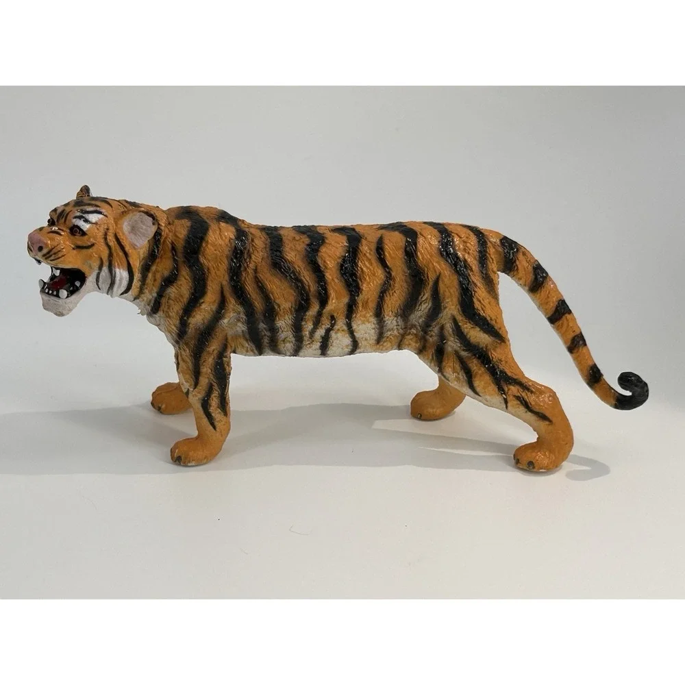 Vintage‎ AAA Painted Bengal Tiger Big Cat Figure Rubber Collectible Toy Animal